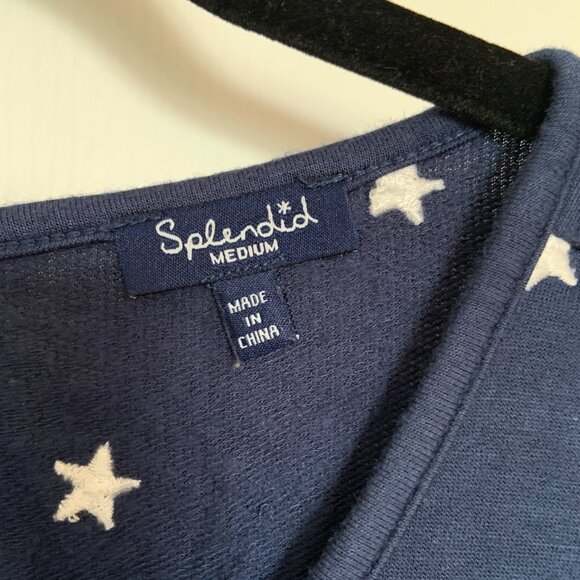 Splendid Sleeveless Shorts Romper Navy Stars Pockets Size M - Picture 5 of 7